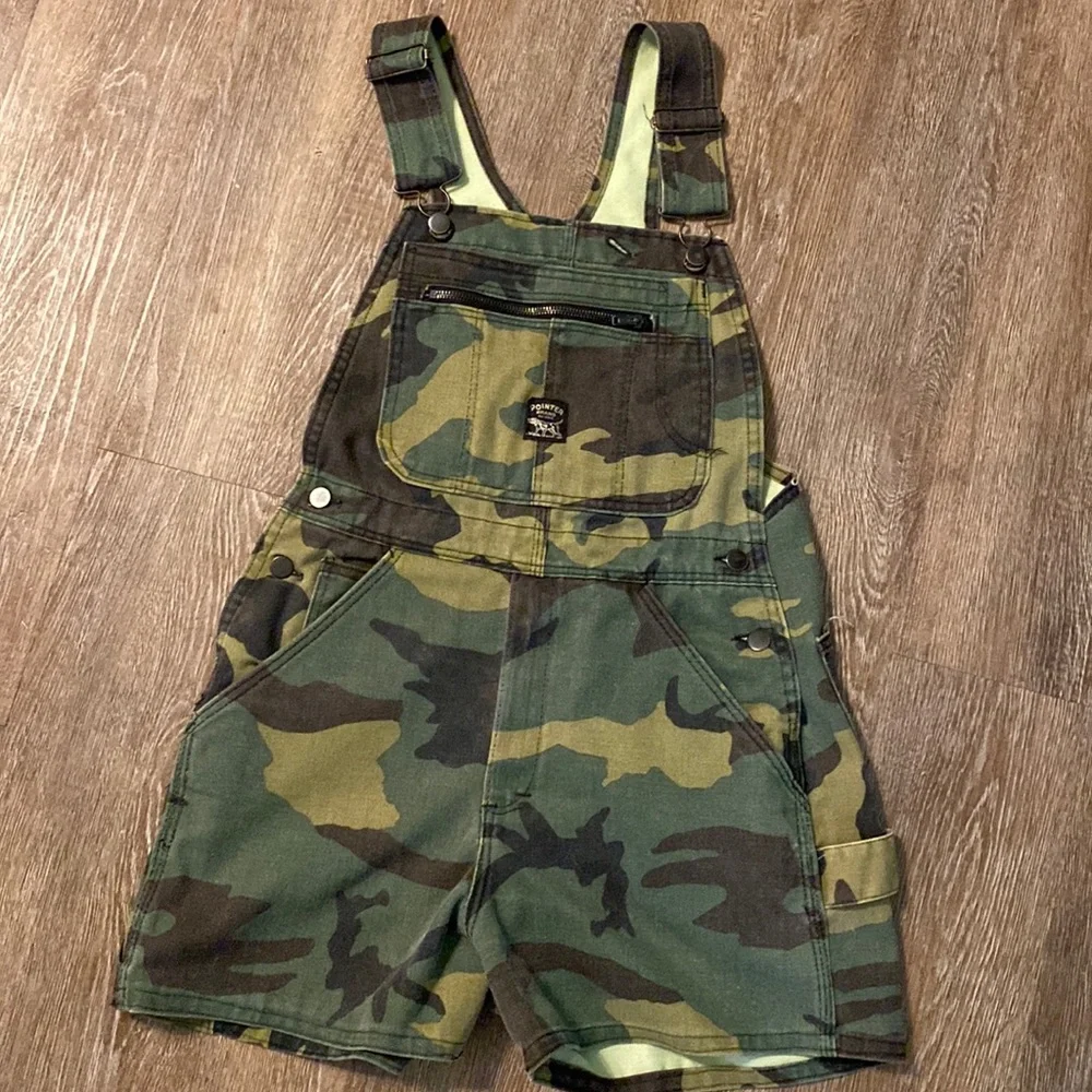 Pointer Brand Shortalls Camouflage Denim Bib Overalls USA Made - Picture 1 of 4